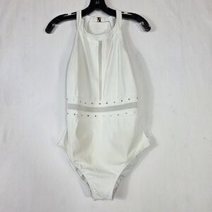 SHAN net and studs accent openback One Piece Swimsuit